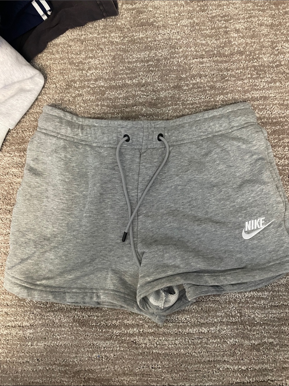 Nike Women's Light Gray Athletic Fleece Shorts with Drawstring